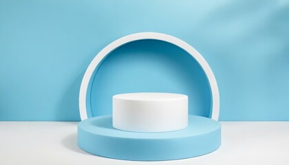 Abstract Elegance: Modern White and Blue Cylinder Podium