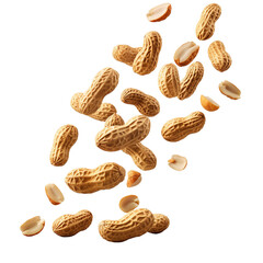 falling peanuts isolated on white background
