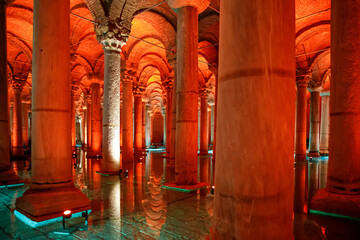 The Basilica Cistern, or Yerebatan Sarayi, is the ancient underground water reservoir beneath...