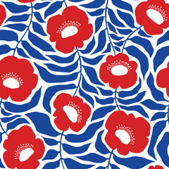 Abstract poppy flower seamless pattern. Flower pattern.