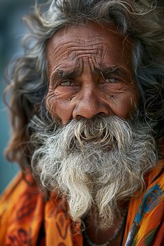 Portrait of Sadhu (holy man) in Pushkar, Rajasthan, India