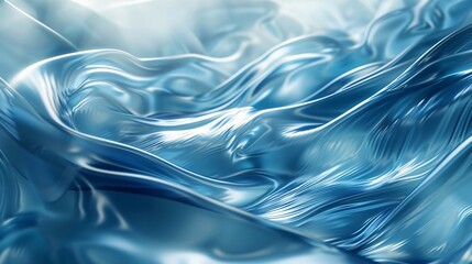 Fluid Blue Silk Patterns Symbolizing Digital Data Flow - obrazy, fototapety, plakaty