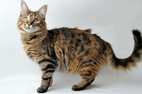 Beautiful cat on a white background,  Studio photo of a cat