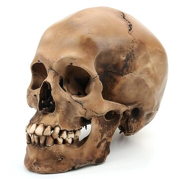 Human skull isolated on a white background,   render image