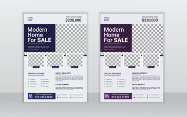 Modern Creative Real Estate Flyer Template , flyer in A4 with colorful	