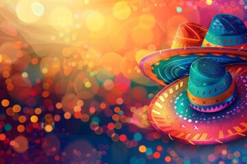 abstract background with bokeh glitter for Cinco de Mayo - obrazy, fototapety, plakaty