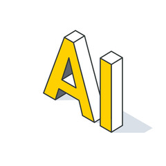 a yellow and white isometric letter a on a white background