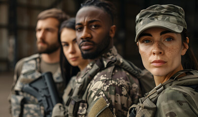 diverse middle aged military men and women, Generative AI 