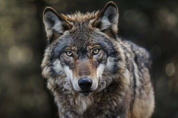 Portrait of a grey wolf (Canis lupus) - obrazy, fototapety, plakaty