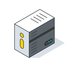 Isometric illustration of a server box on white background