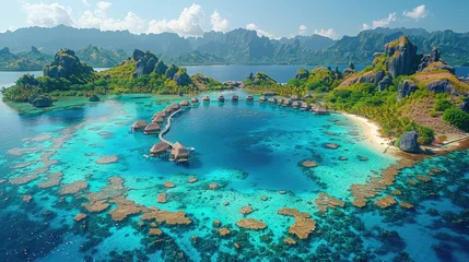 Fotobehang Drone Capture Showing a tropical island paradise. © pengedarseni