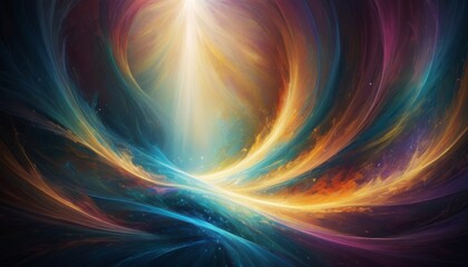 This abstract illustration captures a whirlwind of cosmic colors, swirling in a dynamic blend of light and motion, suggesting celestial movements.. AI Generation