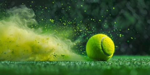 tennis ball on tennis grass court