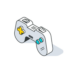 An isometric drawing of a video game controller on a white background