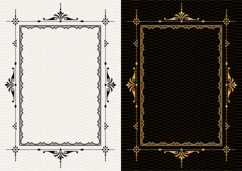 Set Template of Decorative vintage frames,borders rectangular shape. Baroque, Art Nouveau, Modern , Victorian style.
