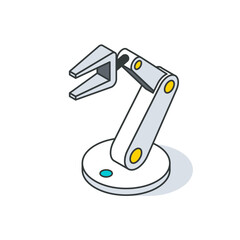 Drawing of a robotic arm on white background, striking gesture in electric blue