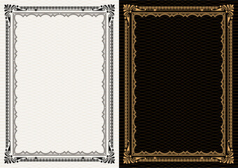 Set Template of Decorative vintage frames,borders rectangular shape. Baroque, Art Nouveau, Modern , Victorian style.