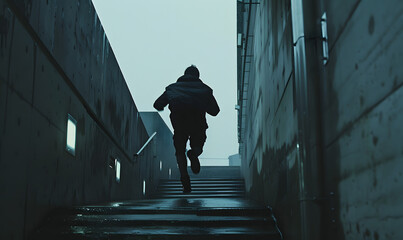 action shot from a minimal artsy thriller movie, Generative AI 