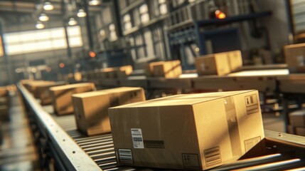 Conveyor Belt in Modern Warehouse