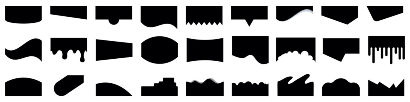 Set of shapes for website. Collection of Abstract Design Element for Top, Bottom Page Website. Template of Modern Dividers Shapes for Website