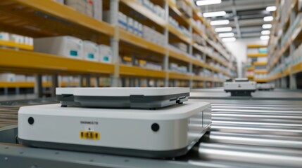 Obraz premium Efficient, robot-assisted medication sorting and packaging in a cutting-edge pharmacy warehouse