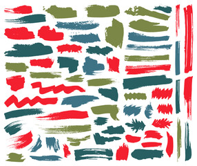 Ink brush stroke dirty graphic elements vector collection. Freehand splats, lines.