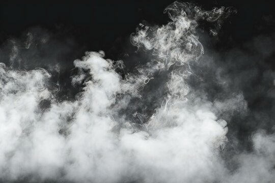 White cloud of smoke on a black background,  Design element,  Smoke texture