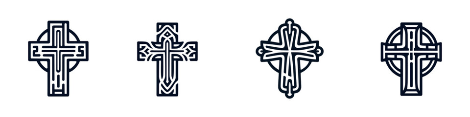 Crosses Icons Set on White Background. Vector