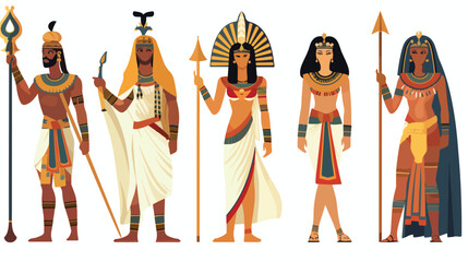 Egyptians myths heroes set. Pharaoh god Ra Cleopatr