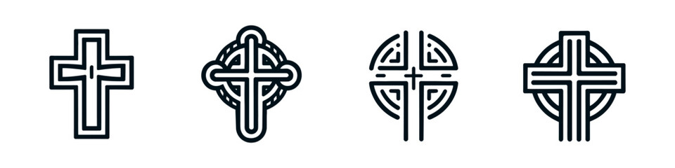 Crosses Icons Set on White Background. Vector
