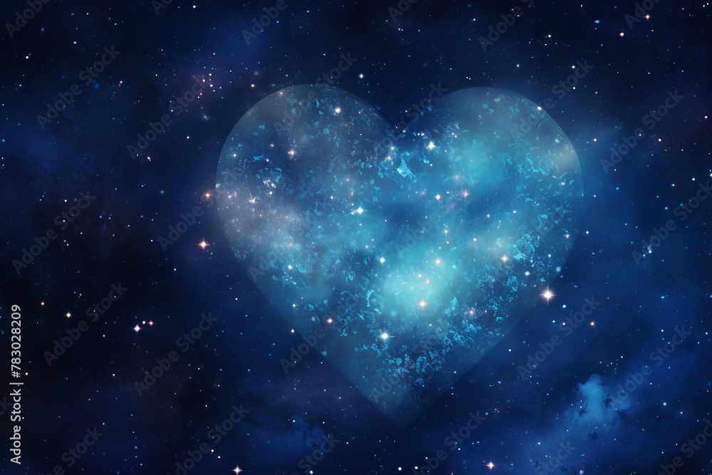 Poster a celestial nebula with a celestial blue and silver color scheme