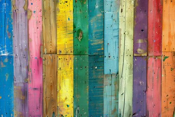 Colorful painted wooden wall background,  Close up,  Selective focus - obrazy, fototapety, plakaty