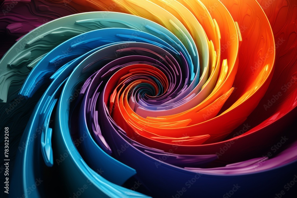 Poster dynamic 3d spiral background with intricate patterns and vibrant colors
