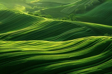 Aerial view of green rolling hills in South Moravia, Czech Republic - obrazy, fototapety, plakaty