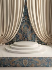 White Bed and Curtain Under Window