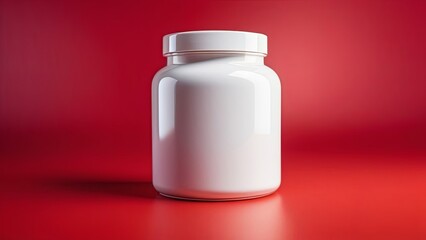 white jar on a red background