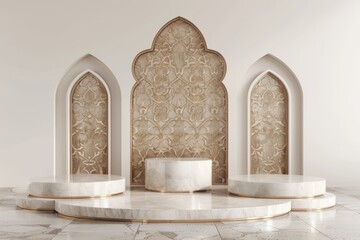 White Marble Table With Three Arches
