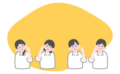 Illustration of young employees feeling hot