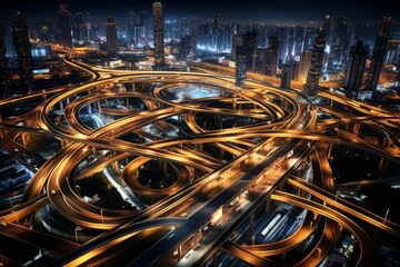 Fototapeta na wymiar Aerial shot capturing the efficiency of futuristic transportation networks