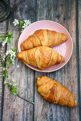  French butter croissant . Home made romantic  breakfast