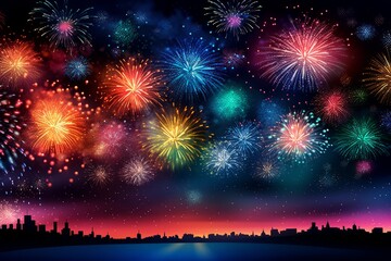 Fototapeta na wymiar Celebrate in style with this dynamic fireworks background that evokes joy