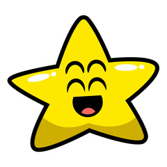 Cute little Star cartoon characters shining at night. Best for sticker, decoration, logo, and mascot with space themes for kids