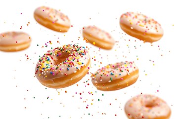 Fototapeta na wymiar Tempting Treats: Floating Donuts Delight