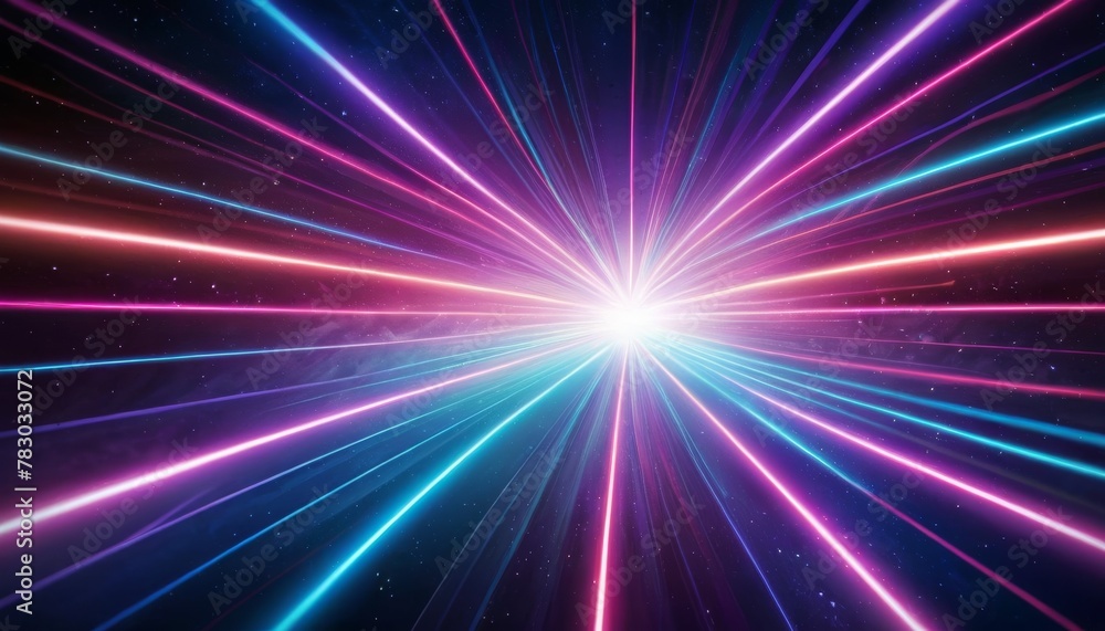 Poster A breathtaking digital representation of a cosmic explosion, with intense light rays beaming out from a central point into the vastness of space.. AI Generation