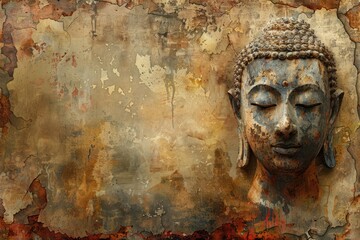 Buddha statue made of stone and concrete symbol of Buddhism