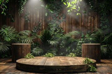 Wooden Floor Stage Surrounded by Greenery
