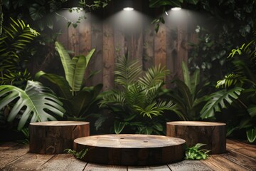 Wooden Table With Three Lights