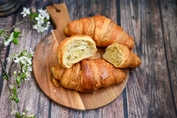  French butter croissant . Home made romantic  breakfast