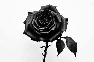 Hauntingly beautiful black rose on a white background. Halloween holiday background