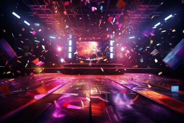 Imagery showcasing a New Year's party with a vibrant dance floor and DJ